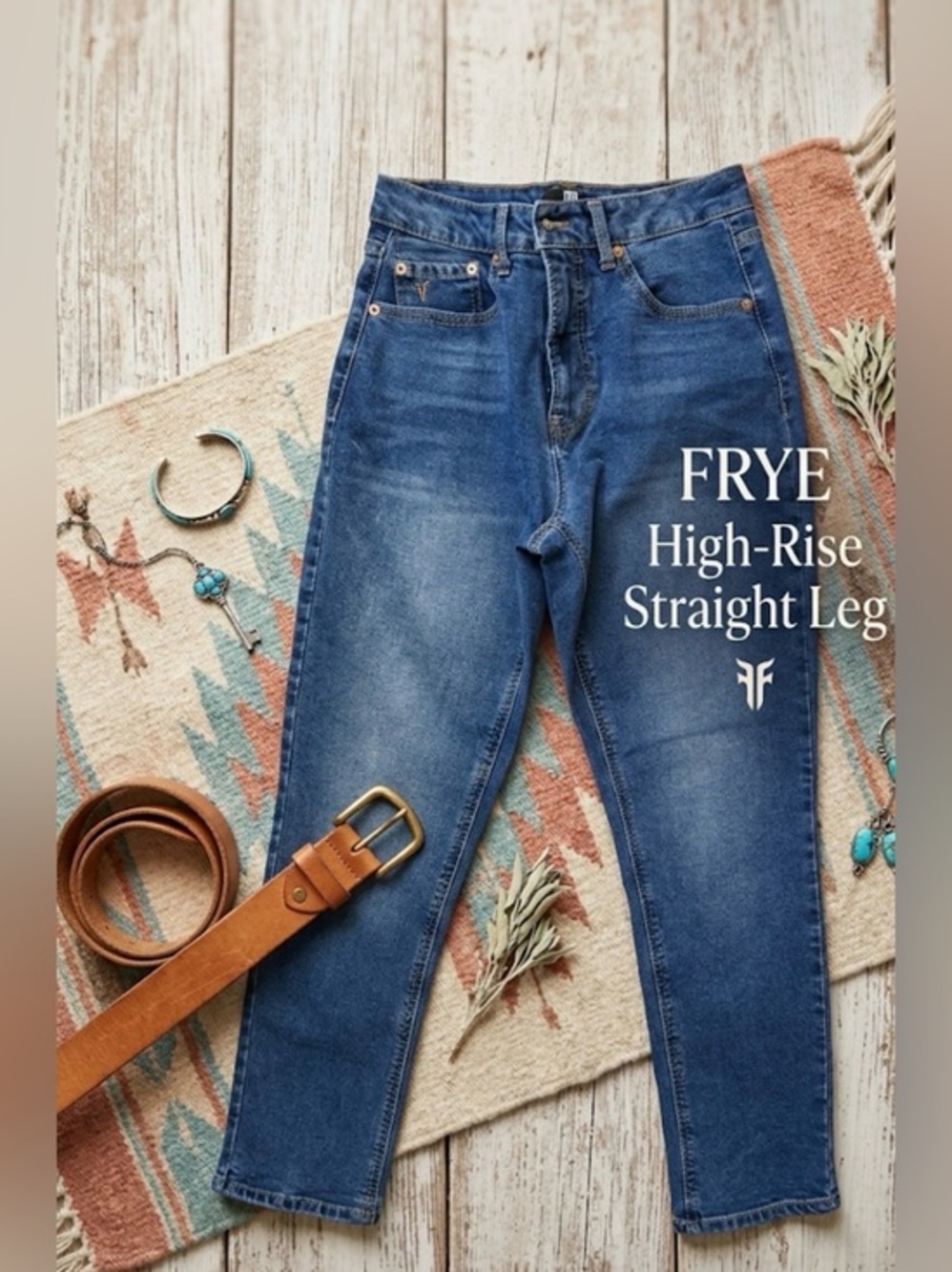 FRYE High-Rise Straight Leg Stretch Denim Jeans | Size 4 / 27